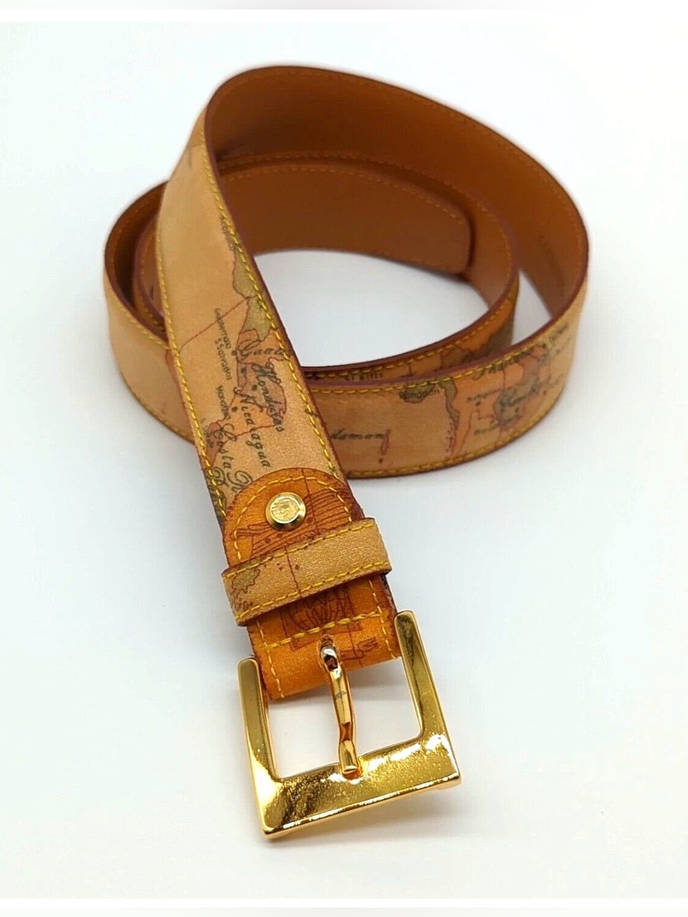 Alviero Martini 1ᴬ Classe Geo Classic map-print leather belt - Picture 2 of 7